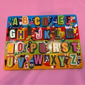 New Melissa & Doug Alphabet ABC Wood Wooden Chunky Puzzle Education RARE